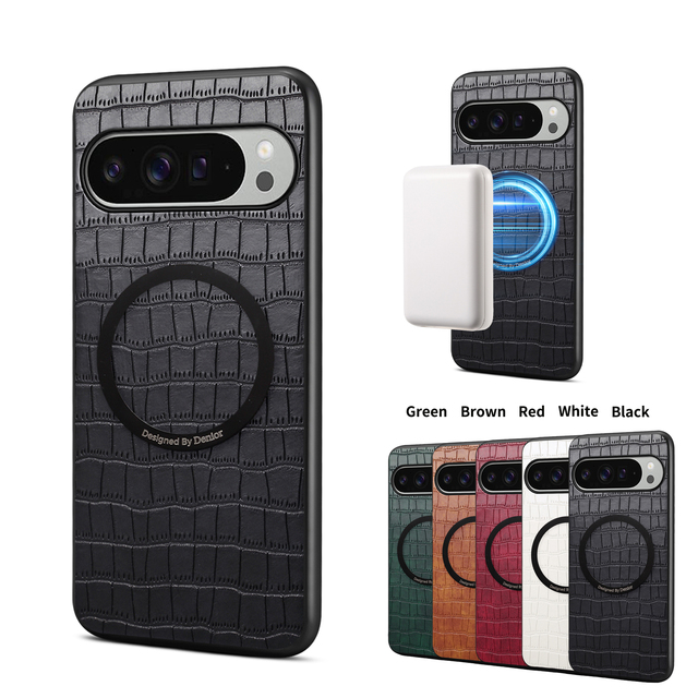 Denior PU Magnetic Shockproof Phone Case, Supports Wireless Charging, Compatible with Pixel 11/10/9/8/7/6 Series