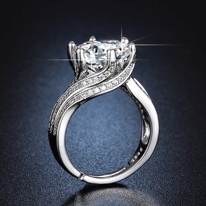 Round Diamond Ring 5 Carat Prong Setting Full Pave Band Women's Engagement Jewelry - Product Image 4