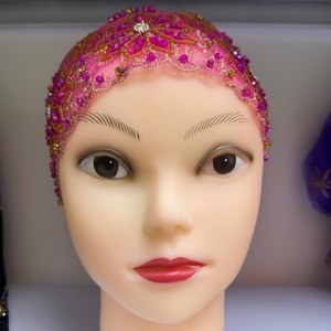 Nouveauté 2026 : Hijabs en coton à motifs floraux, Turban de luxe pour femme de Dubaï, Chapeau brodé en dentelle, Foulard à pampilles et perles fait main, Respirant toutes saisons - Product Image 6