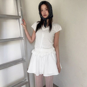 Romantic Breathable Lace <b>Patchwork</b> V-Neck Blouse Women Ruffle Trim Cute <b>Top</b> Kawaii Frill Casual Summer Shirt Digital Printing - Product Image 4