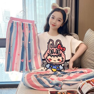 Pyjamas pour enfants en pur coton imprimé dessin animé, sur mesure, pour garçons et filles de 1 à 12 <span class=keywords><strong>ans</strong></span>, vêtements de détente d'été, anti-humidité, chauds, fabriqués en usine - Product Image 5