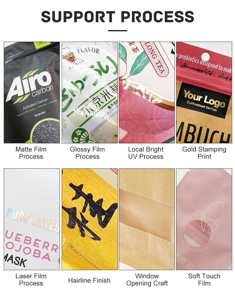 Digital Printing Custom Logo Bags Moisture Proof Resealable Food Grade Mylar Bags Stand Up Bags
