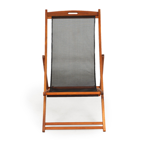 Chaise longue à dossier réglable avec structure en bois de hêtre et tissu en maille confortable, style pêche, pour parcs et hôtels - Product Image 2