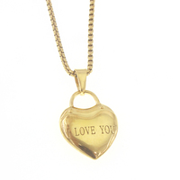 Joyería de Moda que No se Desvanece, Collar con Colgante de Corazón de Acero Inoxidable Chapado en Oro de 18K, Joyería de Moda México