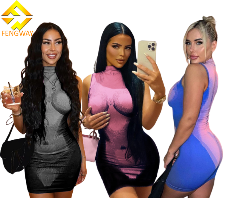 Летнее Новое поступление 2023, женское платье с круглым вырезом и 3d принтом голого тела, короткие сексуальные повседневные платья без рукавов с принтом в виде тела для женщин