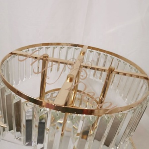 HY Luxury Metal Crystal Acrylic Pendant Event <strong>Party</strong> Decor <strong>Props</strong> Tall Gold Vases Flower Stand Backdrop Stand Candelabra - Product Image 5