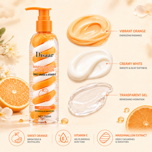 Loción Corporal Tricolor con Efecto Marmoleado, Naranja Dulce, <span class=keywords><strong>Vitamina</strong></span> E, Reafirmante, Cuidado de la Elasticidad de la Piel Antienvejecimiento, OEM, ODM, Marca Privada, Venta al por Mayor, 200 ml - Product Image 1