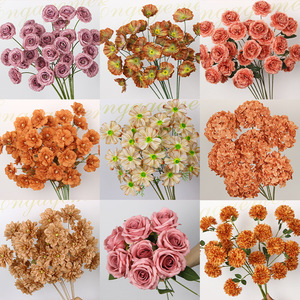 Fleurs artificielles à branche unique, couleur caramel, en plastique PU et soie, pour décoration intérieure et décorations de plafond de mariage - Product Image 4