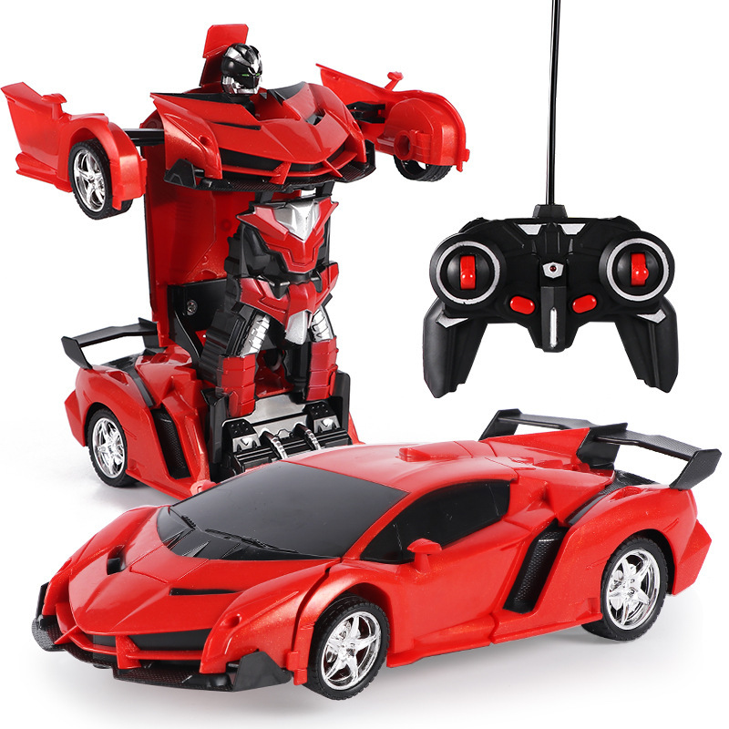 Robot Mobil RC Transform 2.4G, Robot cerdas deformasi satu klik, skala 1:18, mobil Remote Control transformasi