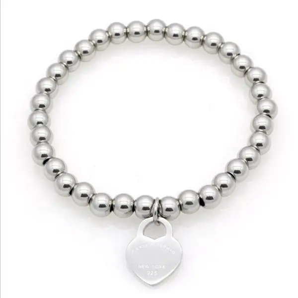 Yiwu Aceon Stainless Steel 4ミリメートル、6ミリメートル、8ミリメートルDifferent Size Beads Elastic Rope Personal Heart Charm Bead Bracelet