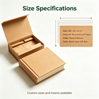 Boîte à rabat en forme de livre en kraft personnalisée, acceptant les commandes d'échantillons, boîte rigide recyclable pour emballage cadeau haut de gamme