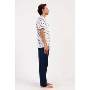 Conjunto de Pijama Casual de Seda para Hombre, Cuello Redondo, Manga Corta, con Bolsillos, Logotipo Personalizado, Tejido de Punto Suave, Talla XL - Product Image 3