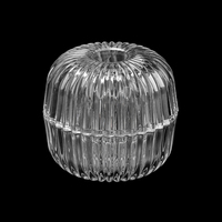 Grand Porte-Bougie Votive en Verre Cristal en Forme de Citrouille à Rayures Verticales, Résistant à la Chaleur, Recyclable, Décoration d'Intérieur, Aromathérapie de Noël