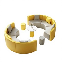 Ensemble de canapé et table basse créatifs en forme de S, en cuir, simple et moderne, pour bureau, réception, salle d'attente ou garderie pour enfants