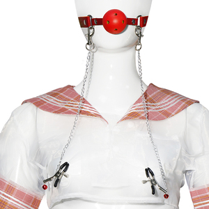Mordaza de silicona transpirable con pinza para pezones, equipo de bondage BDSM para adultos, juguetes sexuales para juegos de restricción, kit de cuero. - Product Image 5