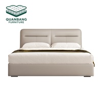 Meubles de chambre à coucher en bois massif de qualité supérieure, lit king size avec base en bois massif, lit rembourré en cuir, lit double moderne de luxe pour villa