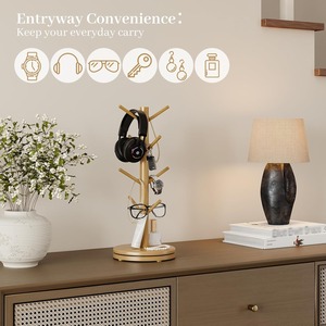 Sturdy Stand for Large Cups Non-Slip Bamboo Mug Tree with Thick Base Rotating Wooden Coffee Mug Holder for Countertop - Product Image 6