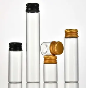 Wholesale stock different sizes diy glass bottle with aluminum cap small test tube
