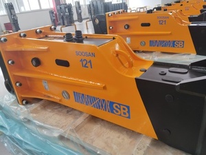Marteau briseur hydraulique silencieux SOOSAN SB121 de type boîte pour excavatrice de 28 à 35 tonnes, burin de 155 mm, jaune, garantie 1 an - Product Image 3