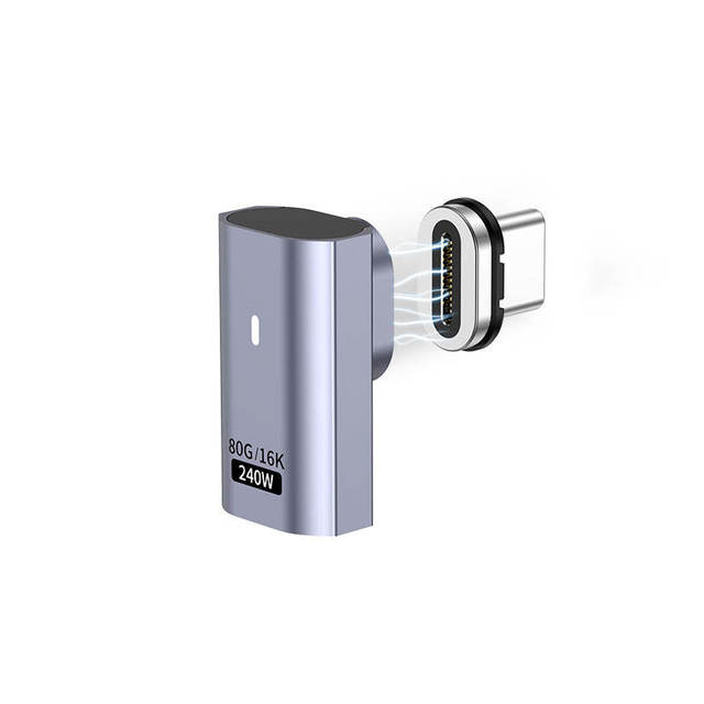 24 Pins Magnetic Adapter USB 4.0 16K 80Gbps 240W Type-C Male to USB C Female Charge Adapter Fast Charging
