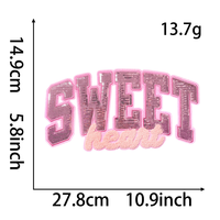 Badge brodé en tissu éponge avec lettres alphabet rose poudré, patch en chenille et sequins, pour sweat à capuche de fille