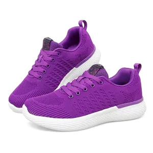 Summer New Design will Breathable Soft fly woven Casual Sports sneaker Women's running shoes light weight mother hiking sho