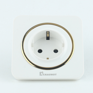 Enchufe de Pared Schuko Europeo, Panel Blanco con Detalles Dorados, Estándar Alemán, Tomacorriente de Pared de 10A para Instalación Eléctrica en Hoteles y Hogares - Product Image 3