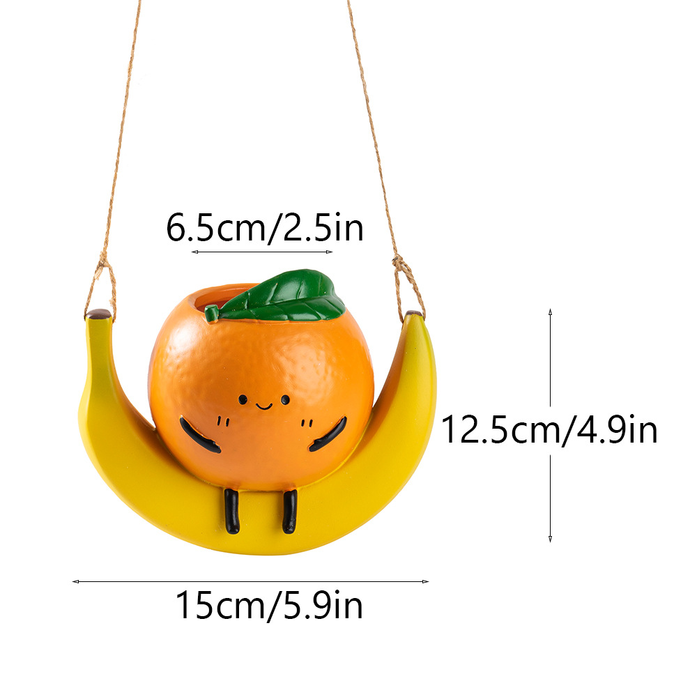 Swinging Orange Flower Pot [With Holes at the Bottom]