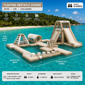 Parque Acuático Inflable Comercial, Parque Acuático Flotante con Tobogán y Circuito de Obstáculos para Resort en el Lago - Product Image 3