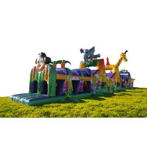 Parcours d'obstacles gonflable sur le thème des animaux de la jungle pour les fêtes d'anniversaire des enfants, les carnavals et les parcs d'attractions - Product Image 1