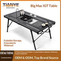 Table pliante rectangulaire portable Amano Jumbo IGT en alliage d'aluminium avec accoudoirs pour camping, pique-nique, barbecue, usage tactique