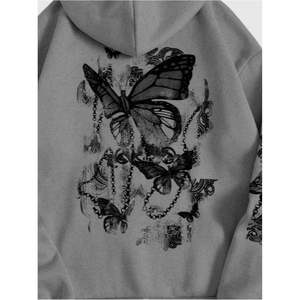 เสื้อฮู้ดดี้พิมพ์ลายผีเสื้อสำหรับผู้หญิง แขนยาว สวมใส่สบาย เหมาะกับทุกฤดูกาล - Product Image 1