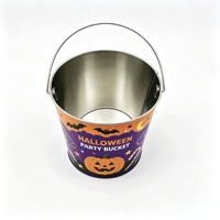 Boîte en fer à motif citrouille, conteneur métallique pour emballage de bonbons et chocolats, seau de rangement réutilisable pour biscuits et petits articles
