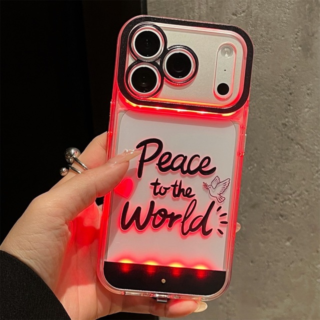 New Ins Style Black Letters Incoming Call Flash Phone case for iPhone 17 16 15 Pro Max Luminous Sound Controlled Tpu Back Cover
