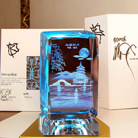3D intagliato UV stampa Laser inciso cubo di cristallo LED luce Base decorazione per la casa Business regalo angelo tema per san valentino