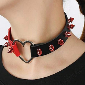 Sınır ötesi Harajuku tarzı Punk Bakır Gerdanlık Bambu Zincir Kalp şeklinde Unisex Üç parçalı Boyun Halkası Bilezik Seti Kalın - Product Image 3