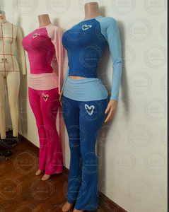 Ensemble Décontracté Skinny 2 Pièces Femme Automne 2025 avec Haut Manches Longues, Pantalon Évasé Taille Pliée et Bandeau, Personnalisable avec Logo - Product Image 5