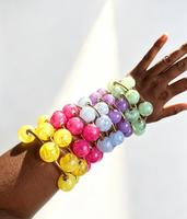 Bracelets en résine épaisse Kaimei 9 couleurs 20 mm pour femmes, bracelets extensibles à grosses perles, bracelets et joncs dorés à la mode