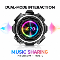Casque de moto avec interphone K20 2X 6.0, communication entre 2 motards sur 800 m, partage de musique, IP65, batterie longue durée 600 mAh