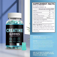 Gomitas de Creatina 3000mg, 60 Unidades, Sabor Frutal, Forma de Cubo, Aumenta la Energía, Apoya el Metabolismo, Sin Azúcar, Servicio OEM, HALAL
