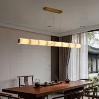 Zhongshan Factory Simple Modern Restaurant Alabaster Chandelier LED Dimming Lamp Comedor Island bar Lámparas de lujo