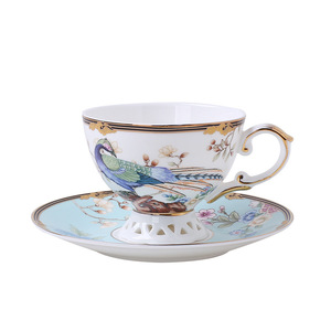 Tasses et soucoupes à café en porcelaine fine de style européen, luxe léger, haut de gamme et exquises, pour service à l'heure du thé à la maison - Product Image 5