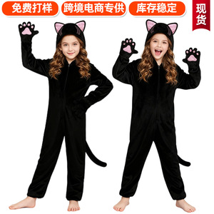 Traje de Gato Negro para Niñas, Disfraz de Halloween, Ropa para Actuaciones Escénicas, Fibra de Poliéster, Origen Guangdong - Product Image 5