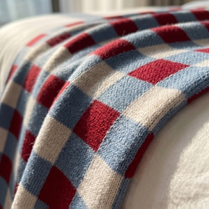 <span class=keywords><strong>Plaid</strong></span> rétro à carreaux pour canapé, couverture décorative douce et chaude en tricot, couverture <span class=keywords><strong>de</strong></span> voyage pour sieste, couverture <span class=keywords><strong>de</strong></span> canapé vintage à carreaux <span class=keywords><strong>de</strong></span> Noël - Product Image 4