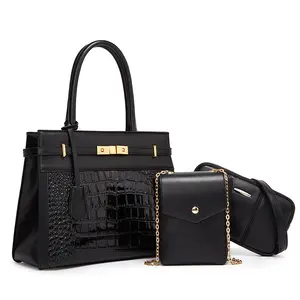 3 Pcs Set Large Capacity Luxury Handbags Tote Bag Women Bags Designer Crocodile Pattern Ladies Handle Bag