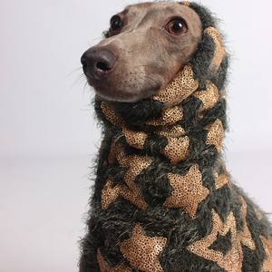 Ropa de invierno de <span class=keywords><strong>Galgo</strong></span> Italiano, suéter mullido <span class=keywords><strong>con</strong></span> estrellas y lentejuelas, de lujo, para perros grandes - Product Image 2
