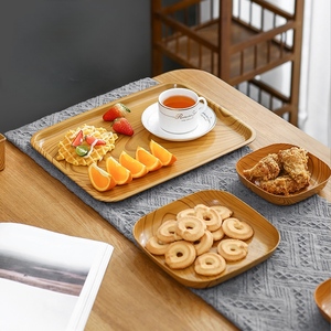 Plateau carré en plastique, design bois, pour cuisine, fruits secs, gâteaux, assiettes à collation, vaisselle de table, bol de cuisine, plat de dîner - Product Image 3