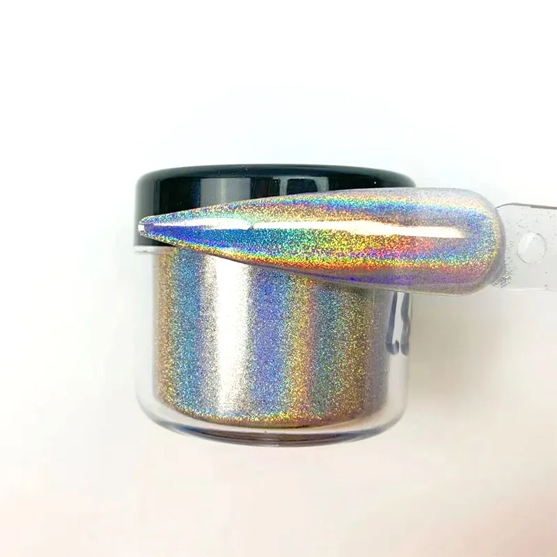 Groothandel Ultra Fijne Regenboog Effect Cosmetische Zilver Holografische Glitter Chrome Nail Poeder