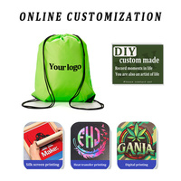 Sac à dos à cordon en polyester avec logo personnalisé, sac de sport léger, sac d'école, sac de voyage, sac promotionnel, vente en gros