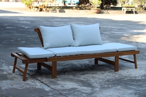 Canapé de patio moderne 3 places en teck massif, coussins en mousse écologiques, couleur personnalisable, mobilier d'extérieur - Product Image 6